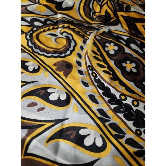 Vintage DeMura 100% Silk Brown Gold Beige Paisley Turned Edge Made in Italy 1970 - Picture 2 of 4